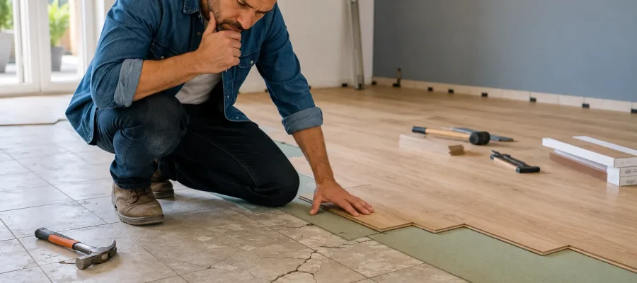 Poser un parquet sur un ancien carrelage fissuré